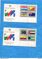 NATION UNIS-New York 4 Enveloppes  Illustrées FDC 1984 Série DrapeauxN°416-431 16 Timbres - Brieven En Documenten