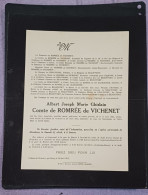 COMTE ALBERT DE ROMRÉE DE VICHENET / CHÂTEAU DE VICHENET , MAZY 1912 - Décès
