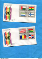 NATION UNIS-New York 4 Enveloppes  Illustrées FDC 1985 Série DrapeauxN°440-445 16 Timbres - Briefe U. Dokumente
