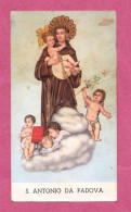 Santino, Holy Card- S. Antonio Da Padova( In Piedi Su Una Nuvola Con Putti. Standing On A Cloud With Cherubs). - Images Religieuses