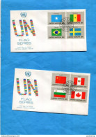 NATION UNIS-New York 4 Enveloppes FDC 1983 Série DrapeauxN°390-405 16 Timbres - Lettres & Documents
