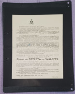 BARON GEORGES DE POTESTA DE WALEFFE _ ANCIEN ÉCHEVIN DE FOURON-SAINT-PIERRE / ANTHÉE 1872 _ FOURON-SAINT-PIERRE 1930 - Obituary Notices