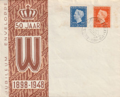 Ned. Indië 1948, Anniversary Envelope, 50 Years Of Regentschaft Of Queen Wilhelmina. - Nederlands-Indië