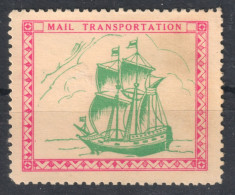 SAILING SHIP - Mail POST Trasportation / CINDERELLA LABEL VIGNETTE - Bateaux