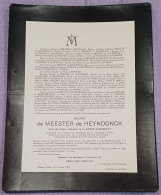 MESSIRE DE MEESTER DE HEYNDONCK , VEUF DE DAME ISABELLE DE LA CROIX D'OGIMONT / CHÂTEAU D'ATTRE 1939 - Décès