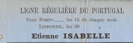 1862 NAVIGATION  Connaissement Bill Of Lading Ligne  Du Portugal Le Havre => Lisbonne Etienne ISABELLE  Tissus V. HIST. - 1800 – 1899