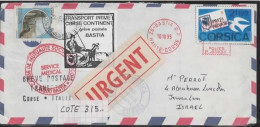 VIGNETTE TRANSPORT PRIVE BASTIA 1995 GREVE POSTALE OBLITERE TIMBRE ITALIE GENES SERVICE MEDICAL  PR ISRAEL LETTRE COVER - Stamps