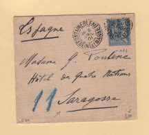 Type Mouchon - N°114 - 25c Seul Sur Lettre Destination Saragosse Espagne - Fointainebleau - 1901 - 1877-1920: Semi Modern Period