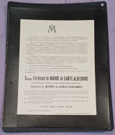 COMTESSE FERDINAND DE MARNIX DE Ste-ALDEGONDE NÉE COMTESSE ADRIENNE / BRUXELLES 1931 - Décès