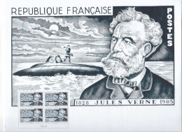 France - Affiche Jules Verne 220 X 287 Sous Blister - Incluant Bloc De 4 Timbres De 7 € - 2022 - Souvenir Blocks & Sheetlets