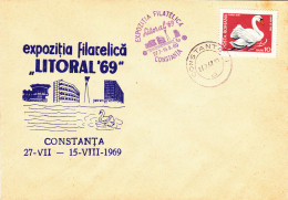 CONSTANTA PHILATELIC EXHIBITION, BIRDS, SPECIAL COVER, 1969, ROMANIA - Brieven En Documenten