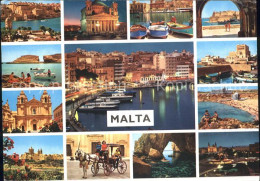 71821202 Malta Hafen Blaue Groote Pferdekutsche Kathedrale  - Malte
