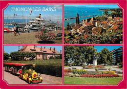 74 - Thonon Les Bains - Multivues - Petit Train Touristique - Bateaux - Flamme Postale - CPM - Voir Scans Recto-Verso - Thonon-les-Bains