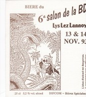Etiquette Bière PLEYERS Jean Festival BD Lys Lez Lannoy 1993 (Jhen) - Arte Della Tavola