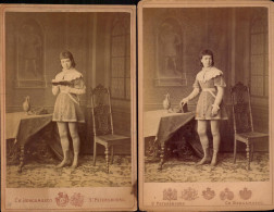 Russie , Noblesse, Belle Femme, Livre, Lecture, Tableau, Carafe à Vin, Photo Ch. Bergamasco St Petersbourg, 1877 - Oud (voor 1900)