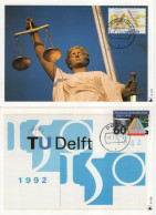 Nederland Netherlands Holland 1992 Maximum Cards X2, 150 Jarig Technische Universiteit Delft, Univetsity - Cartes-Maximum (CM)