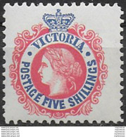 1907 Australia Victoria 5s. Rose-red Ultramarine MH SG. N. 443 - Other & Unclassified