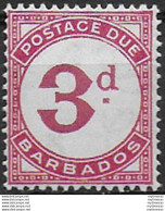 1947 Barbados Seal Piostage Due 3d. Carmine MNH SG N. D3 - Altri & Non Classificati