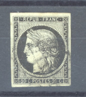 France  :  Yv  3  (o)        ,       N3 - 1849-1850 Cérès