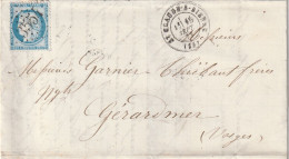 Lettre De Saint Claude Sur Bienne à Gérardmer LAC - 1849-1876: Classic Period