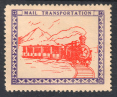 LOCOMOTIVE Train Railway - Mail POST Trasportation USA / CINDERELLA LABEL VIGNETTE Mountain - Treni