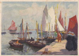 Bateaux Au Port, Aquarelle - Paintings