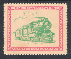 LOCOMOTIVE Train Railway - Mail POST Trasportation USA / CINDERELLA LABEL VIGNETTE - Trains