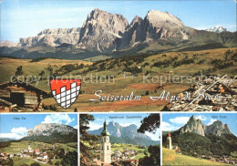 71820364 Seis Schlern Panorama Dolomiten Seiser Alm Alpe Di Siusi Wappen Seis Sc - Other & Unclassified