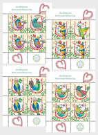 Romania 2024 - March Amulet (Martisor) Day - Birds - Four M/S MNH - Unused Stamps