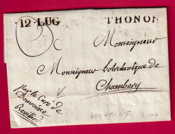 MARQUE SARDE THONON HAUTE SAVOIE 1820 FRANCHISE LE CURE DE DOUVAINE POUR CHAMBERY LETTRE - 1801-1848: Vorläufer XIX