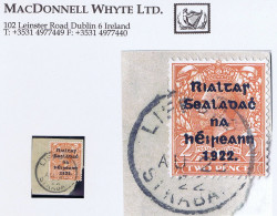 Ireland Transition Donegal Tyrone 1922 LIFFORD STRABANE AU 22 22 On 2d Thom Rialtas Overprint - Other & Unclassified