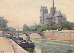 Marc, Paris, Notre Dame  Aquarelle - Paintings