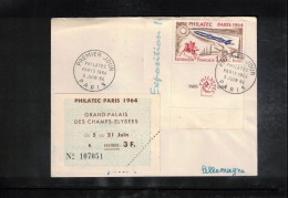 France 1964 PHILATEC Exhibition Paris Interesting Letter FDC To Germany With Entrance Ticket - Lettres & Documents