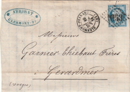 Lettre De Clermont Ferrand à Gérardmer LAC - 1849-1876: Période Classique