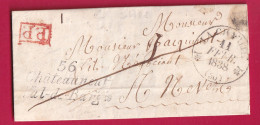 CURSIVE 56 CHATEAUNEUF VAL DE BARGIS + PP ROUGE NIEVRE 1838 CAD TYPE 12 LA CHARITE POUR NEVERS LETTRE - 1801-1848: Precursors XIX