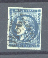 France  :  Yv  45Ca  (o)  Bleu Foncé - 1870 Uitgave Van Bordeaux