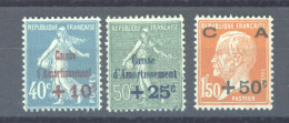 France  :  Yv  246-48  **  Bon Centrage - 1927-31 Cassa Di Ammortamento