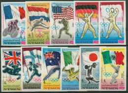 Jemen (Königreich) 1968 Nationalflaggen, Olymp. Sommerspiele 517/27 B Postfrisch - Yémen