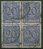 Dt. Reich Dienst 1920 Ohne Ablösungsziffer D 26 4er-Block Gestempelt - Officials