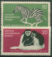 DDR 1961 Dresdner Zoo Zebra Affen 825/26 Postfrisch - Ongebruikt
