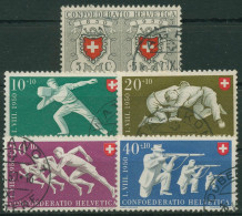 Schweiz 1950 Pro Patria Rayon-Briefmarken Sport 545/49 Gestempelt - Gebruikt