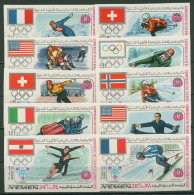 Jemen (Königreich) 1968 Nationalflaggen, Olymp. Winterspiele 529/38 B Postfrisch - Yémen