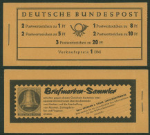 Bund 1960 Heuss/Ziffer WZ Y, Type II Markenheftchen MH 4 Y II RLV I Postfrisch - Autres & Non Classés