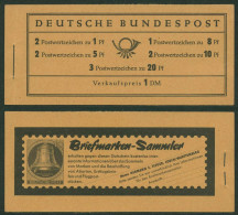 Bund 1960 Heuss/Ziffer WZ Y, Type II Markenheftchen MH 4 Y II RLV II Postfrisch - Sonstige & Ohne Zuordnung