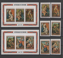 Burundi 1976 Paintings Correggio, Bellini, Da Vinci, Raphael Etc., Christmas Set Of 6 + 2 S/s Imperf. MNH - Religious