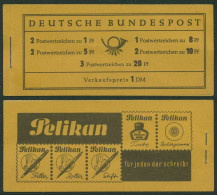 Bund 1958 Heuss Und Ziffer WZ X Markenheftchen MH 4 Xu RLV II Postfrisch - Sonstige & Ohne Zuordnung