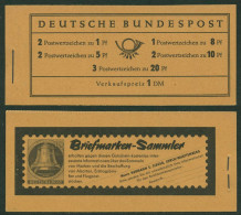 Bund 1960 Heuss/Ziffer WZ Y, Type I Markenheftchen MH 4 Y I RLV II Postfrisch - Sonstige & Ohne Zuordnung