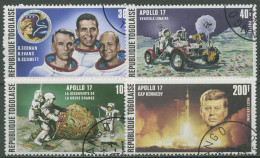 Togo 1973 Raumfahrt Apollo 17 Kennedy 972/75 A Gestempelt - Togo (1960-...)