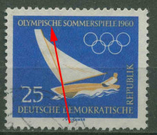 DDR 1960 Olympische Spiele 1960 Rom Mit Plattenfehler 749 F 26 Gestempelt - Abarten Und Kuriositäten