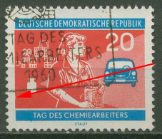 DDR 1960 Tag Des Chemiearbeiters Mit Plattenfehler 802 F 6 Mit Sonderstempel - Abarten Und Kuriositäten